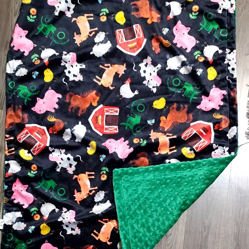 Farm animals infant minky blanket